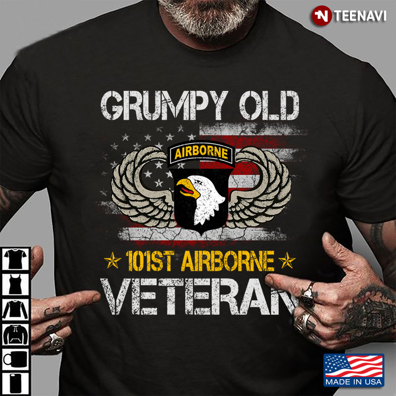 Grumpy Old 101st Airborne Division Veteran American Flag