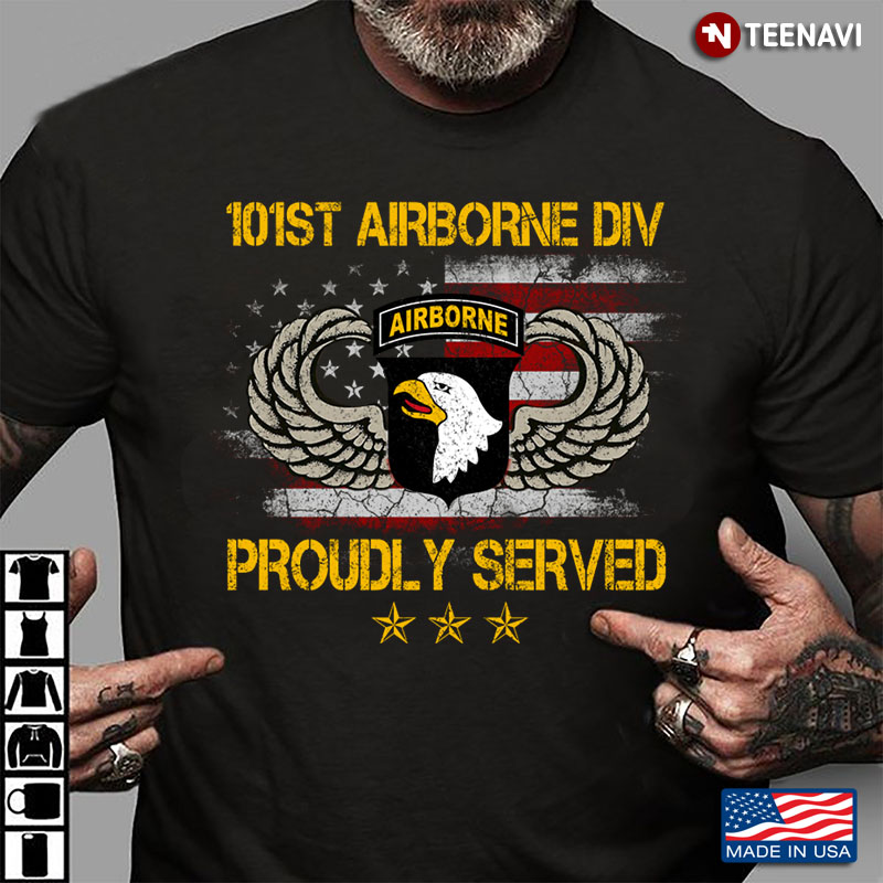 American Flag 101St Airborne Division Proudly Served Veterans Day Yellow Version