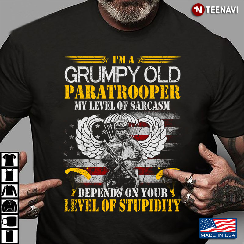 Soldier I’m A Grumpy Old Paratrooper Flag My Level Of Sarcasm Depends On Your Level Of Stupidity