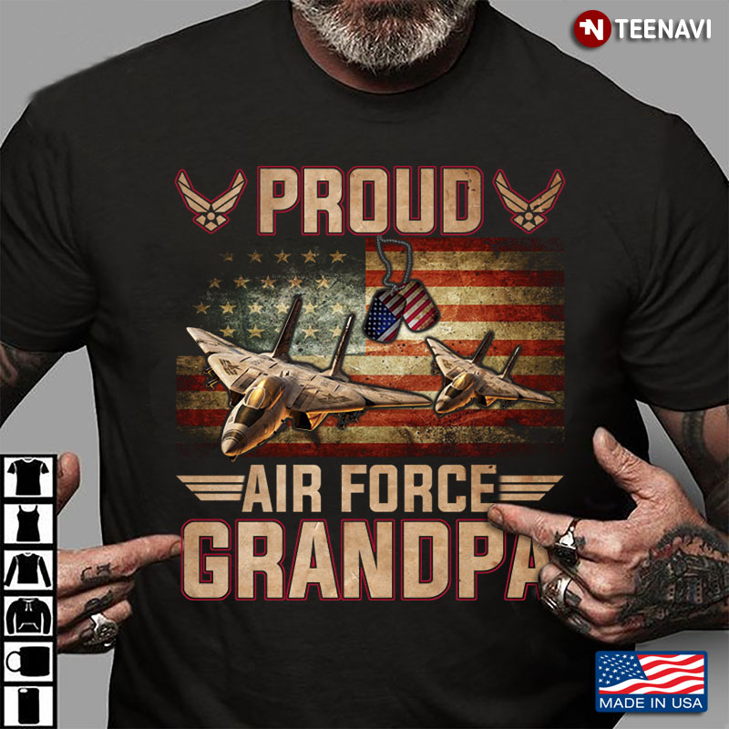 Proud Air Force Grandpa Military American Flag