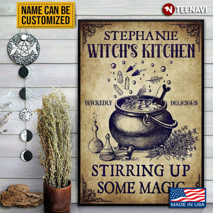 Vintage Customized Name Witch’s Kitchen Cauldron Wickedly Delicious Stirring Up Some Magic