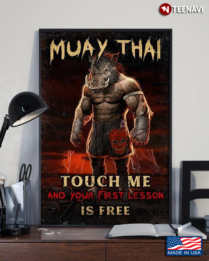Vintage Muay Thai War Boar Touch Me And Your First Lesson Is Free