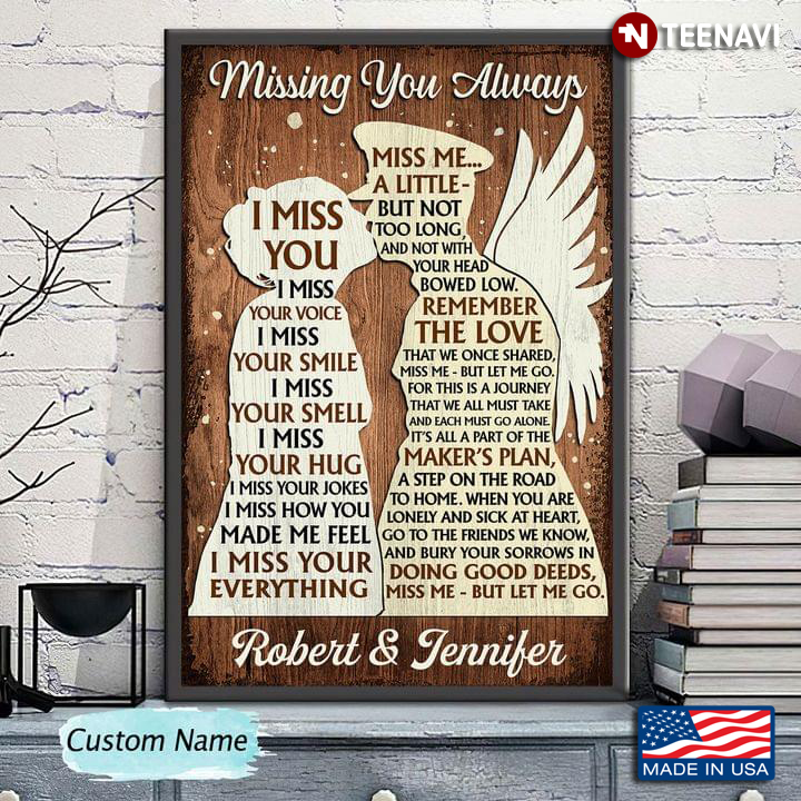 Vintage Customized Name Couple Kissing Typography Missing You Always I Miss You I Miss Your Voice I Miss Your Smile