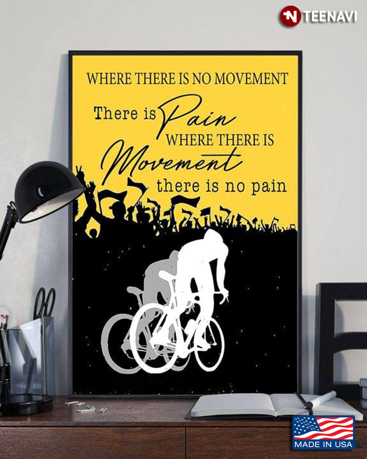 Black & Yellow Theme Crowds Showing Support To Cyclists Silhouette Where There Is No Movement There Is Pain Where There Is Movement There Is No Pain