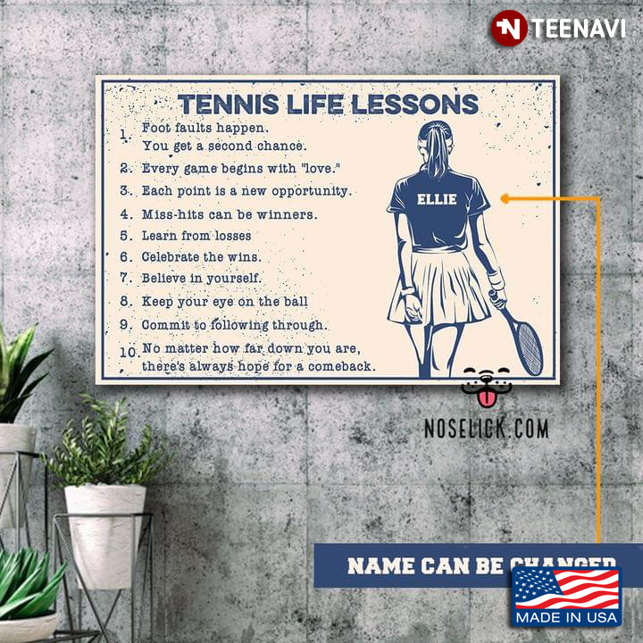 Personalized Female Tennis Player Tennis Life Lessons