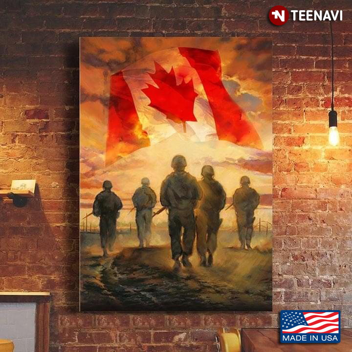 The National Flag Of Canada Soldiers Painting