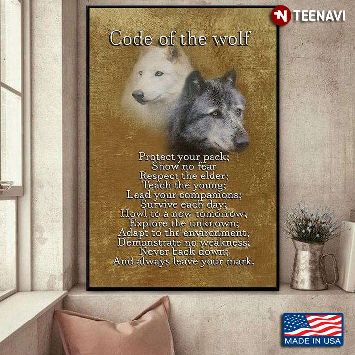 Vintage White Wolf And Grey Wolf Code Of The Wolf