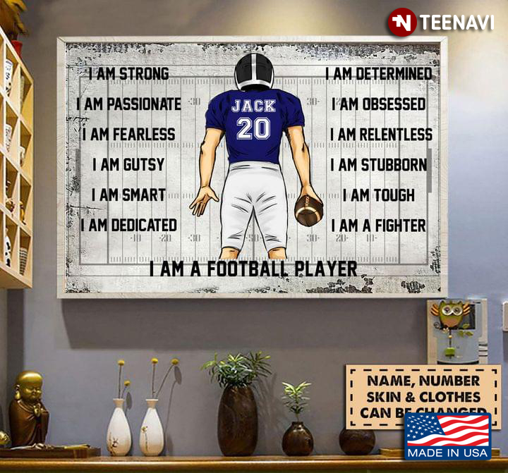 Grey Theme Personalized Name, Number, Skin & Clothes I Am A Football Player I Am Strong I Am Passionate