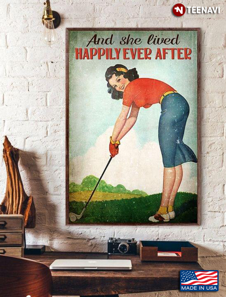 Vintage Smiling Female Golfer And She Lived Happily Ever After