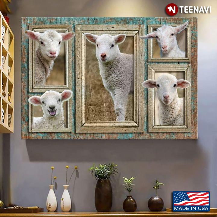 Vintage Wooden Picture Frames With Lambs
