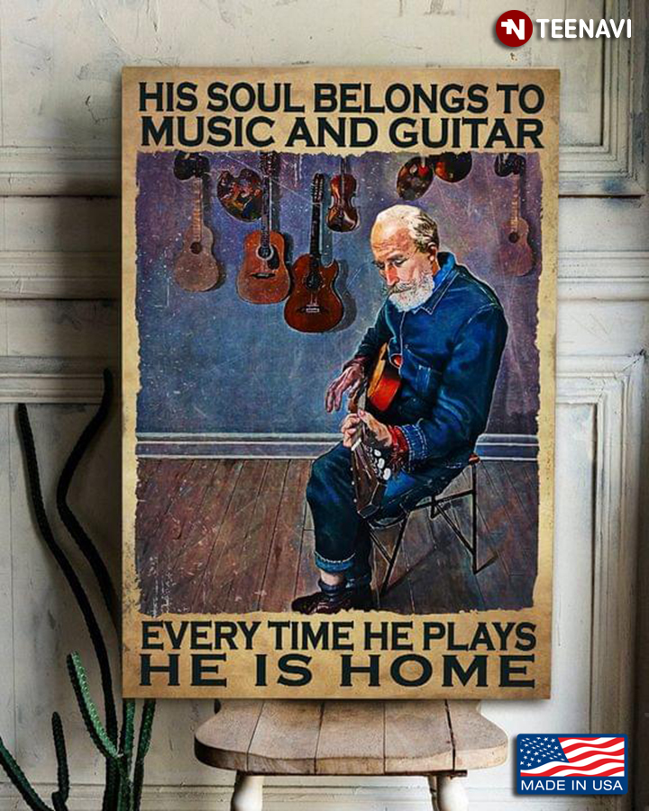 Vintage Old Guitarist His Soul Belongs To Music And Guitar Every Time He Plays He Is Home