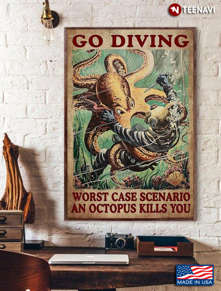 Vintage Octopus Attacking Diver Go Diving Worst Case Scenario An Octopus Kills You