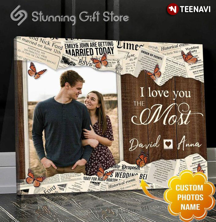 Newspaper Theme Personalized Photo & Name I Love You The Most