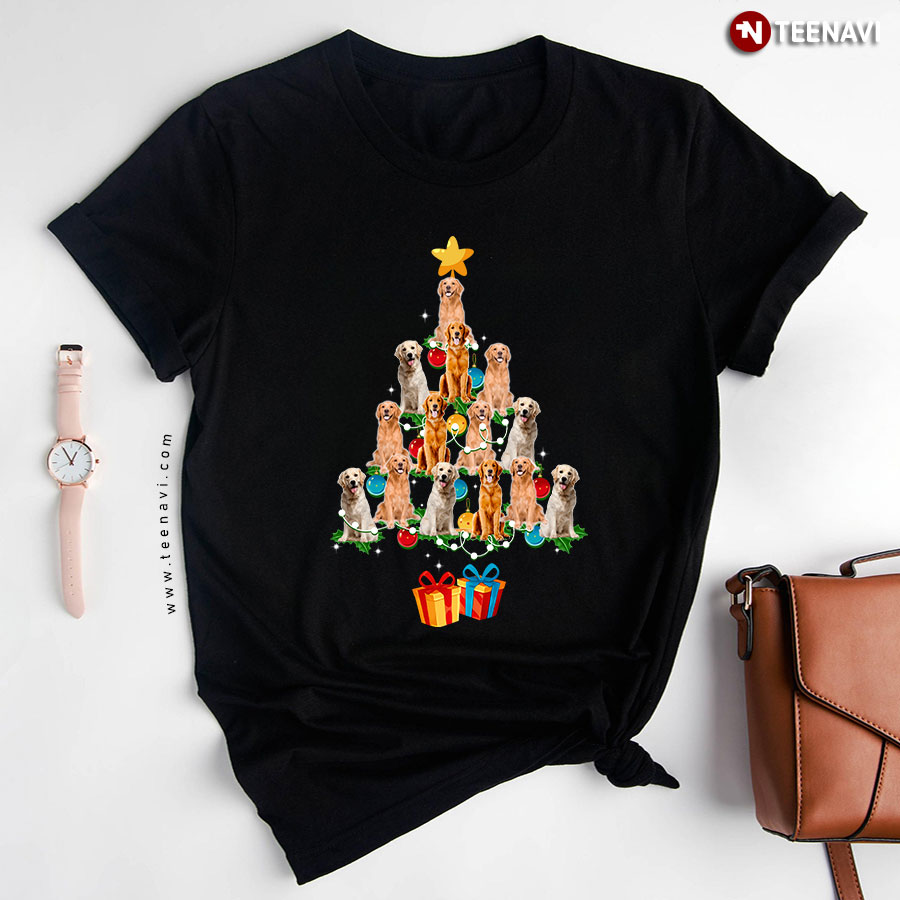 Golden Retrievers Xmas Tree Dog Lover for Christmas T-Shirt - Unisex Tee