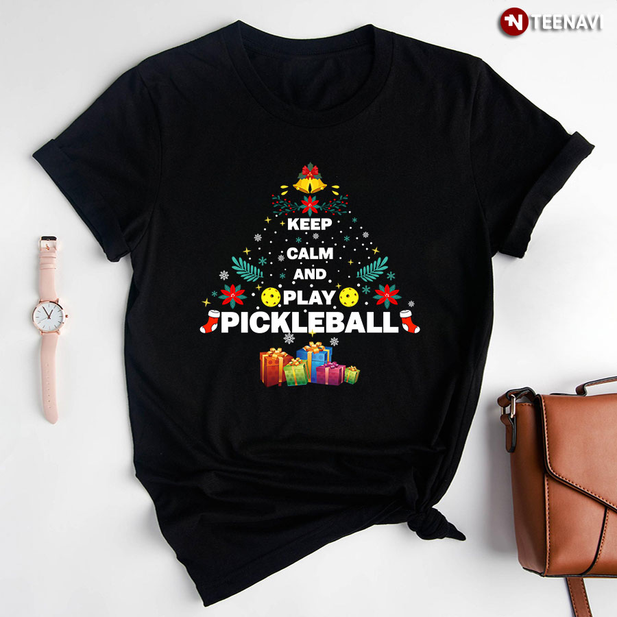 Keep Calm And Play Pickleball Xmas Tree for Christmas T-Shirt