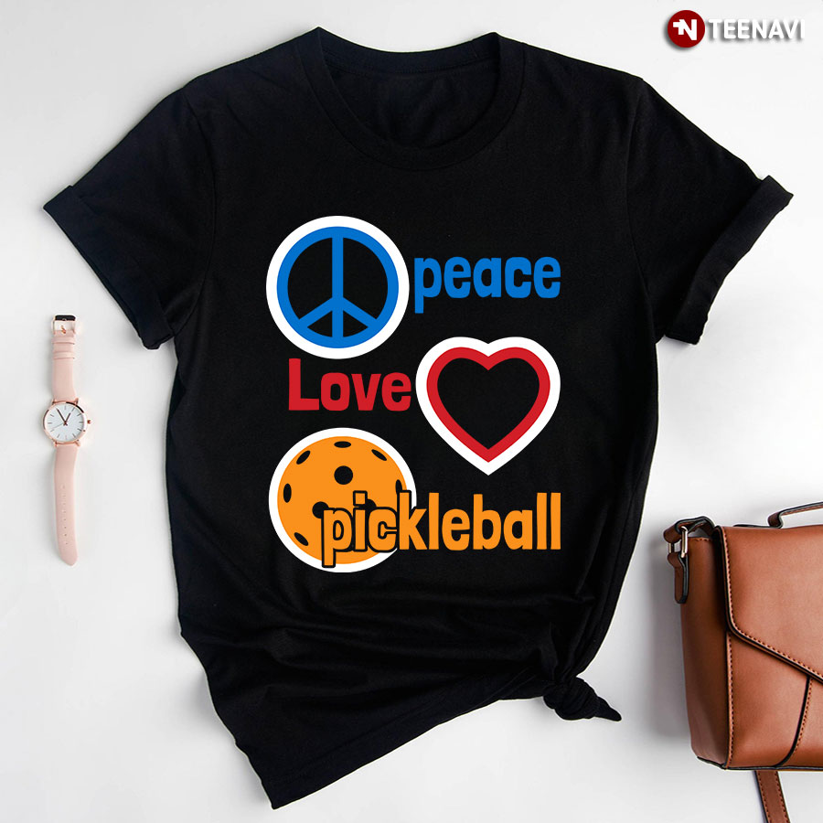 Peace Love Pickleball  For Pickleball Lover Hippie T-Shirt