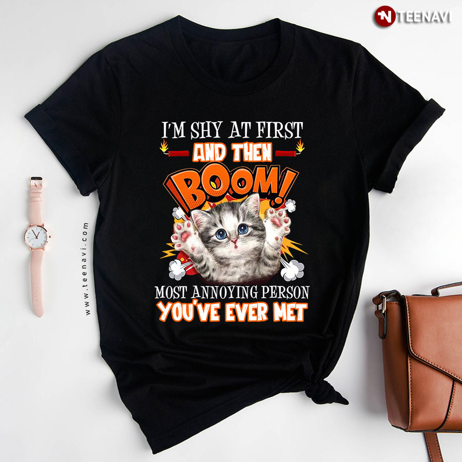 Lovely Cat I’m Shy At First For Cat Lover T-Shirt
