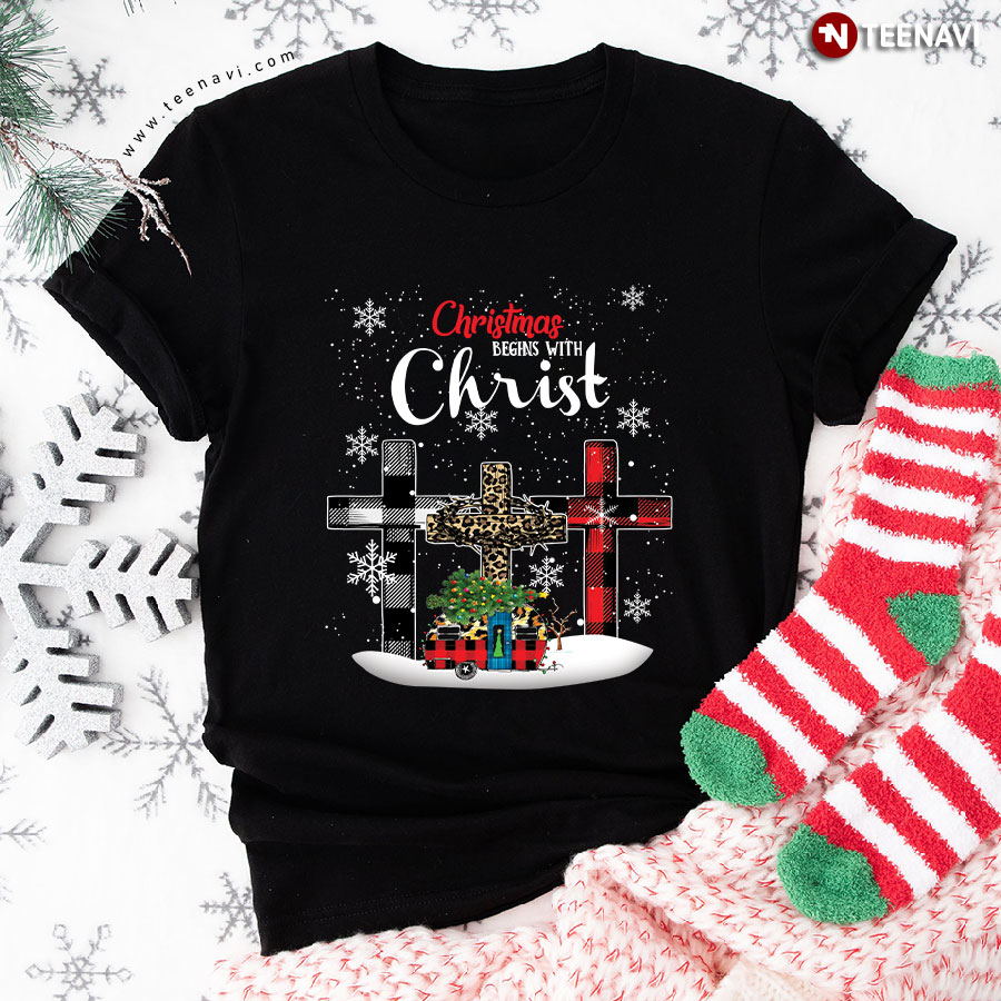 Christmas Begins With Christ Leopard T-Shirt - Unisex Tee