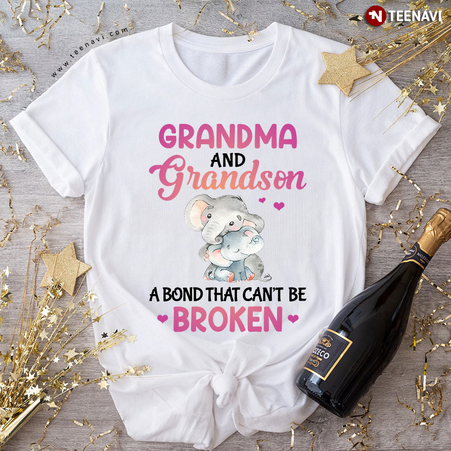 Grandma And Grandson A Bond That Can’t Be Broken Cute Elephants T-Shirt