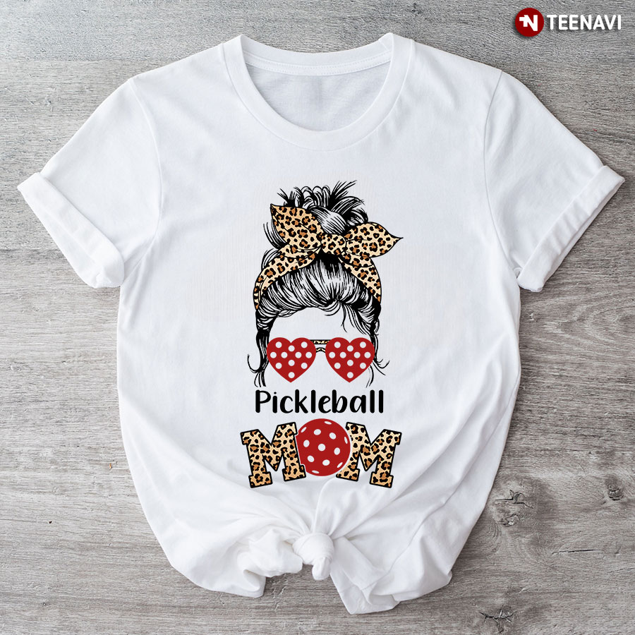 Pickleball Mom Girl With Headband Leopard T-Shirt