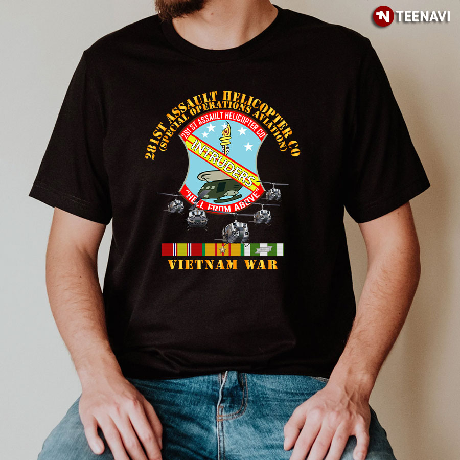 281st Assault Helicopter Company Special Operations Aviation Intruders Hell From Above Vietnam War T-Shirt