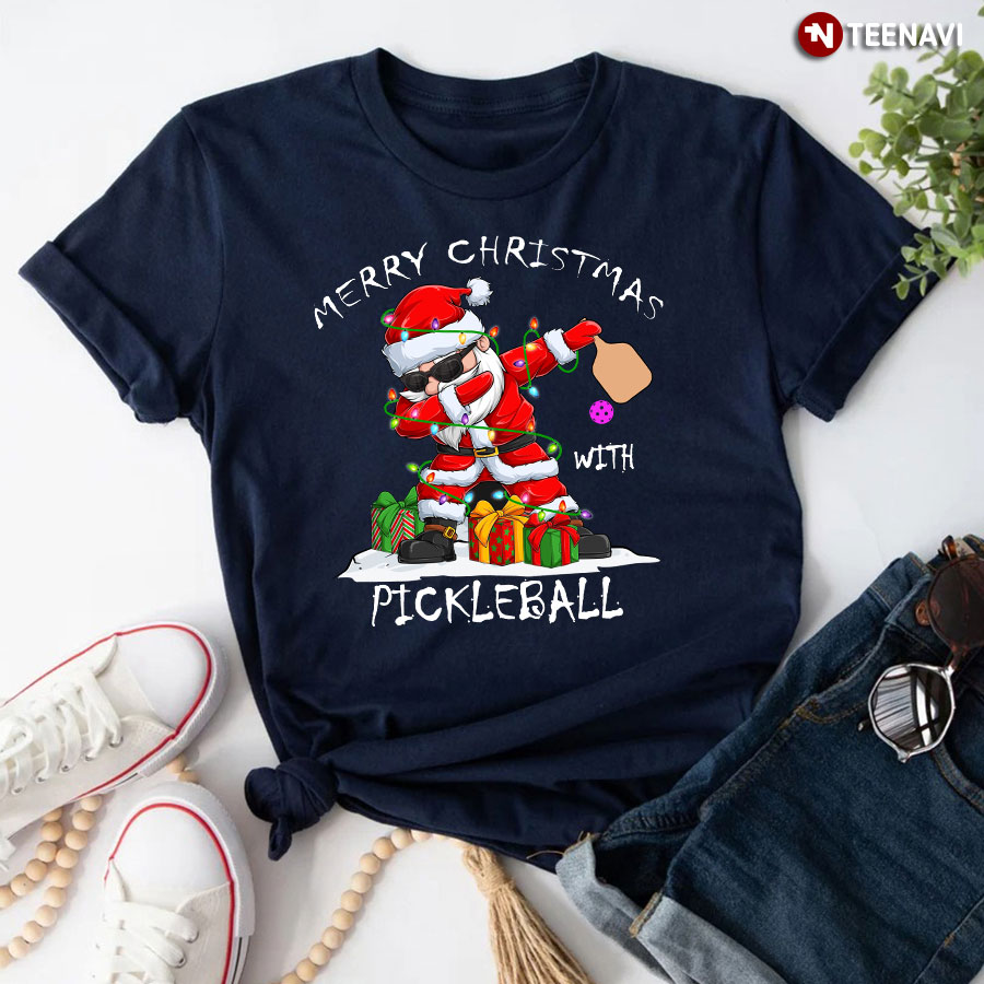 Santa Dabbing Merry Christmas With Pickleball T-Shirt