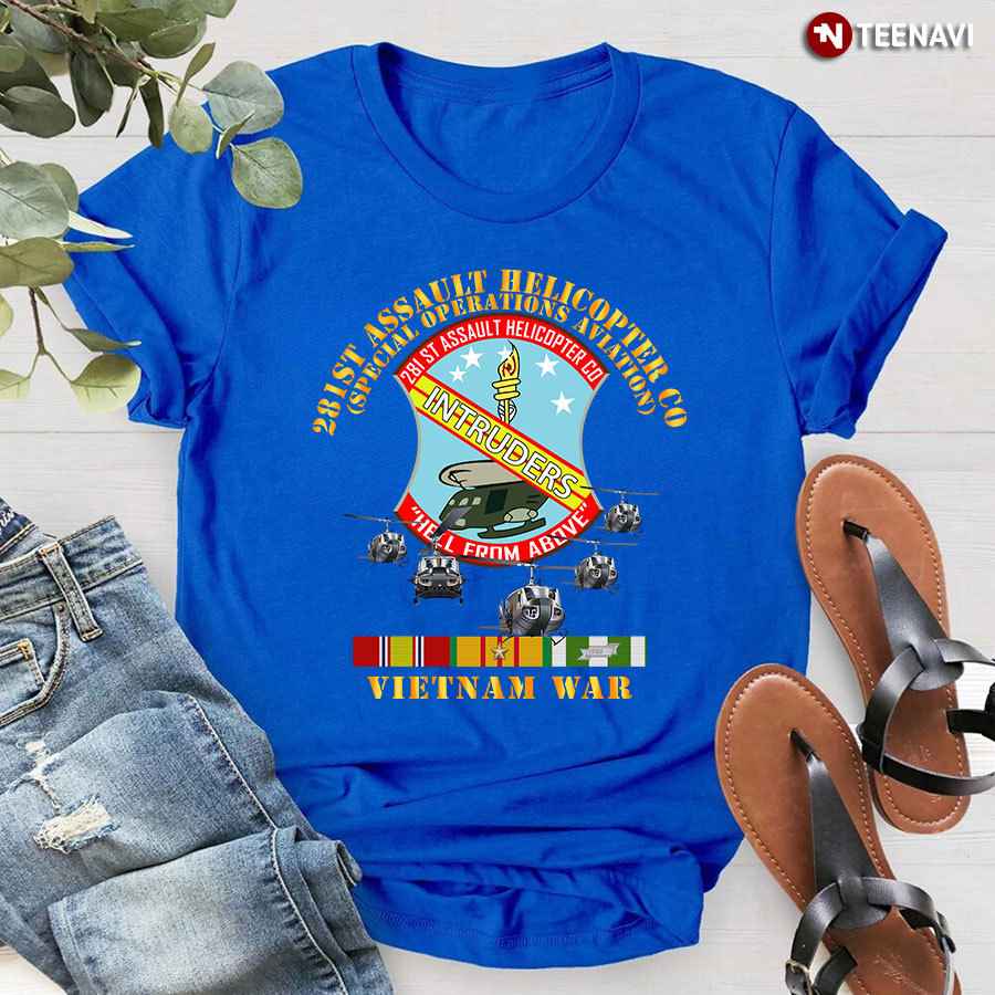 281st Assault Helicopter Company Special Operations Aviation Intruders Hell From Above Vietnam War T-Shirt
