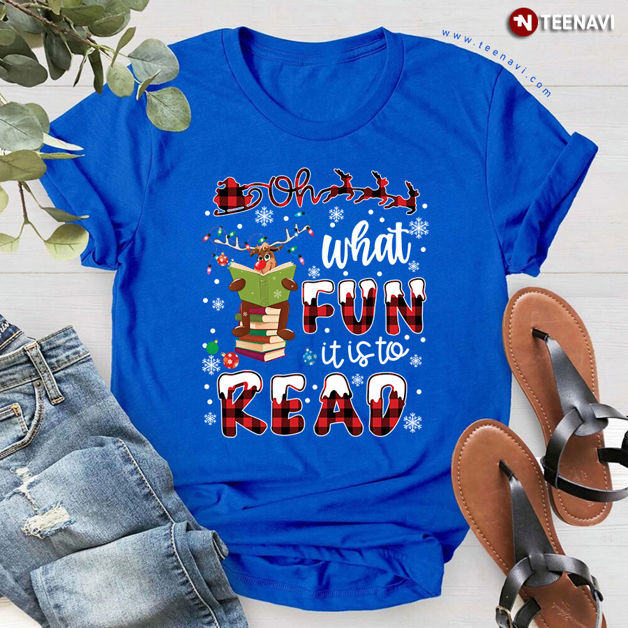 Oh What Fun It Is To Read Reindeer Reading Books for Christmas T-Shirt