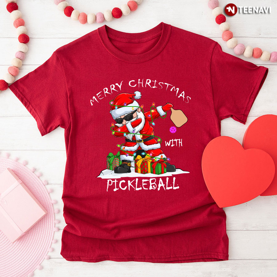 Santa Dabbing Merry Christmas With Pickleball T-Shirt