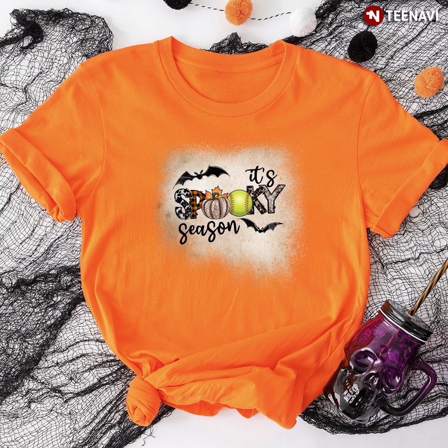 Softball It’s Spooky Season Leopard for Halloween T-Shirt