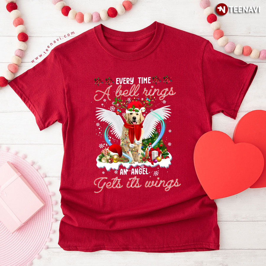 Golden Retriever Every Time A Bell Rings An Angel Gets Its Wings Christmas T-Shirt
