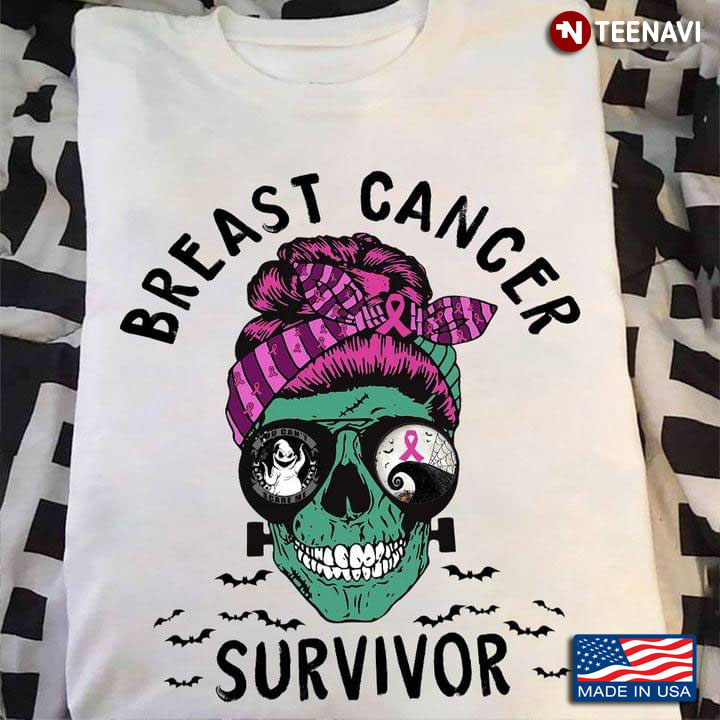 Breast Cancer Survivor Skull Woman Ghost Halloween