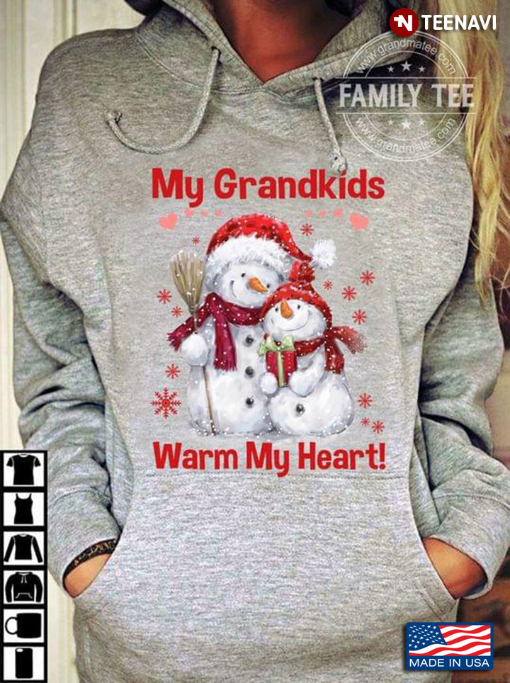 My Grandkids Warm My Heart Snowman Merry Christmas