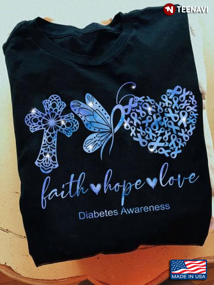 Faith Hope Love Diabetes Awareness Butterfly Heart
