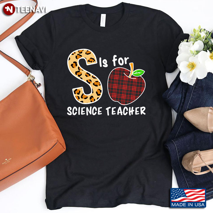 S Is For Science Teacher Leopard Apple For Science Teacher