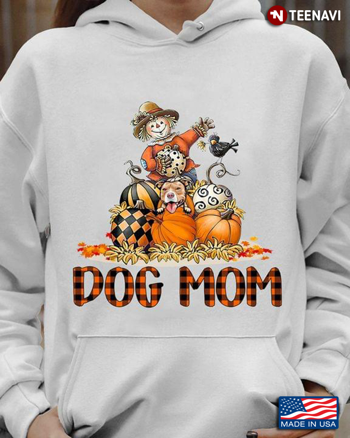 Scarecrow Dog Mom Pumpkin Pitbull Fall Season