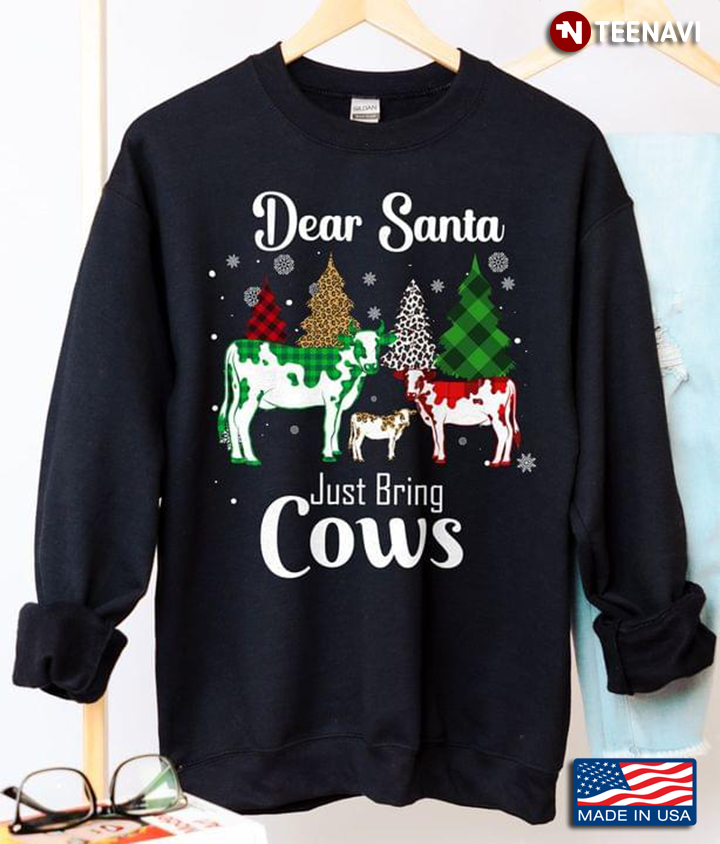 Dear Santa Just Bring  Cows Merry Christmas Christmas Tree