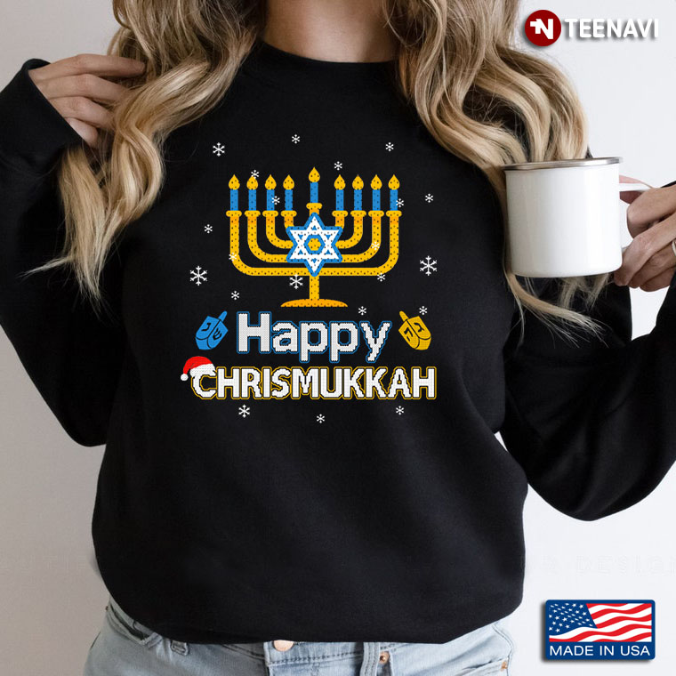 Happy Chrismukkah Christmas Hanukkah Festival of Lights Jewish Menorah