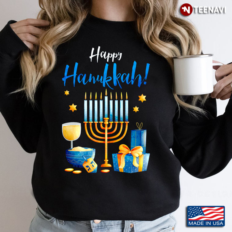 Happy Hanukkah Dreidei  Festival Of Lights Menorah