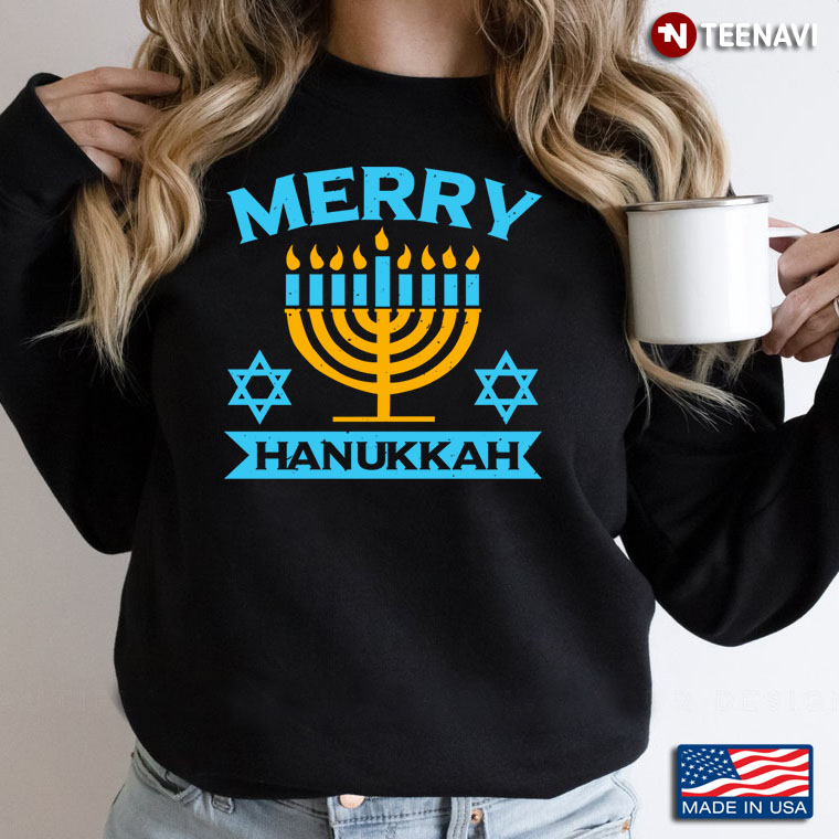 Merry Hanukkah Star Of David Menorah Festival Of Lights Gifts For Jewish