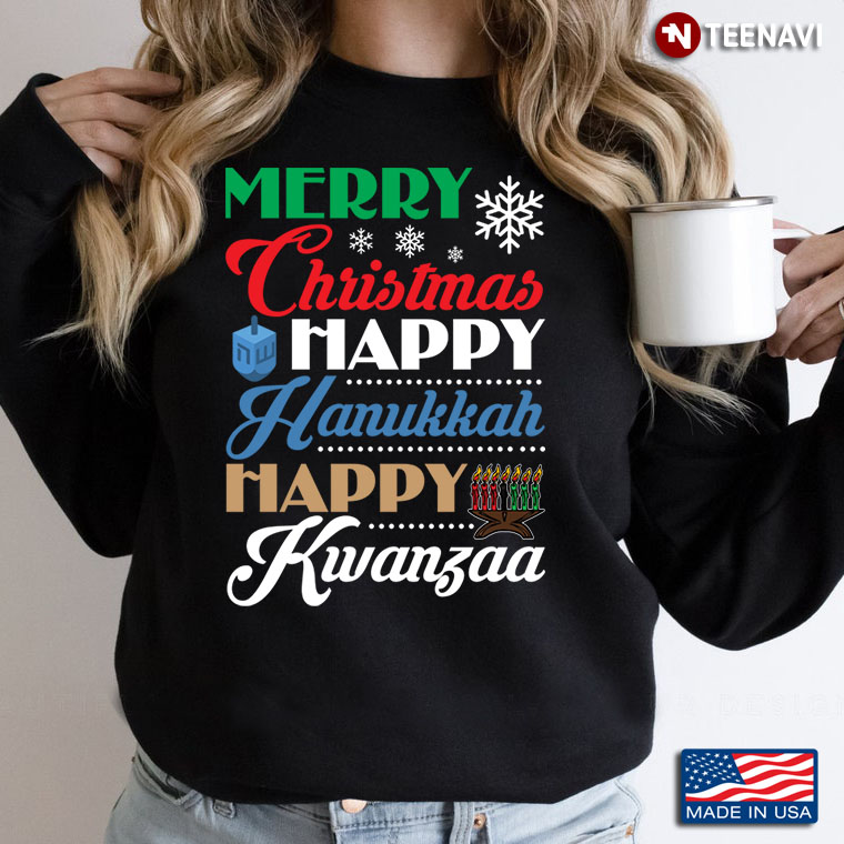Merry Christmas Happy Hanukkah Happy Kwangzaa  Dreidel