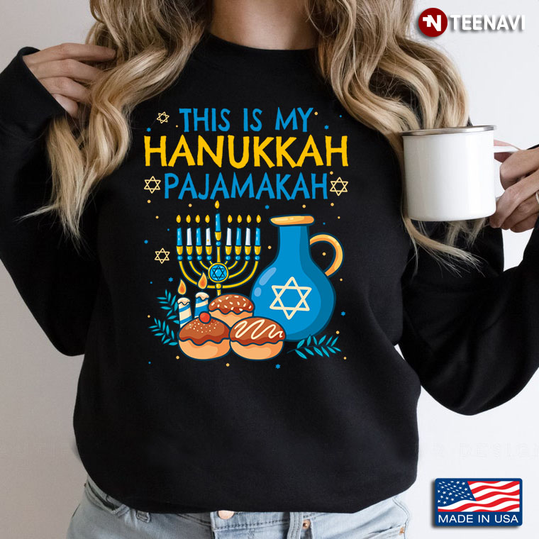 This Is My Hanukkah  Pajamakah  Star Of David Sufganiyot Menorah
