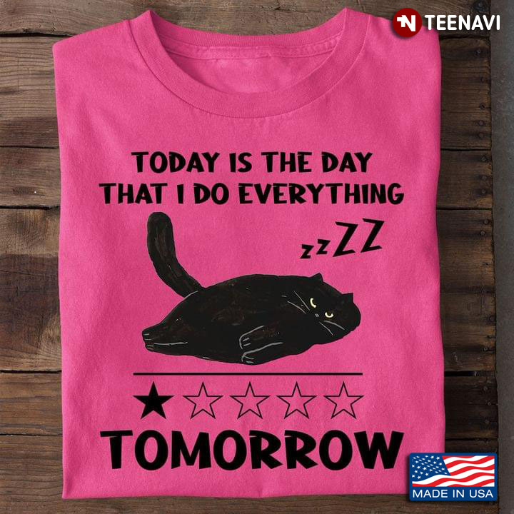 Black Cat Today is The Day That I Do Everything Tomorrow