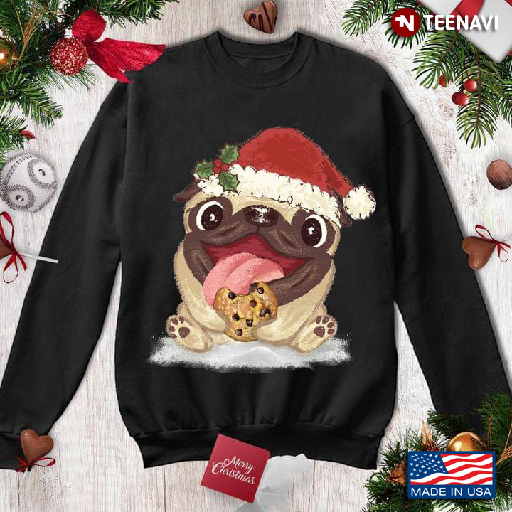 Lovely Pug Santa and Cookie Christmas Gift for Dog Lover