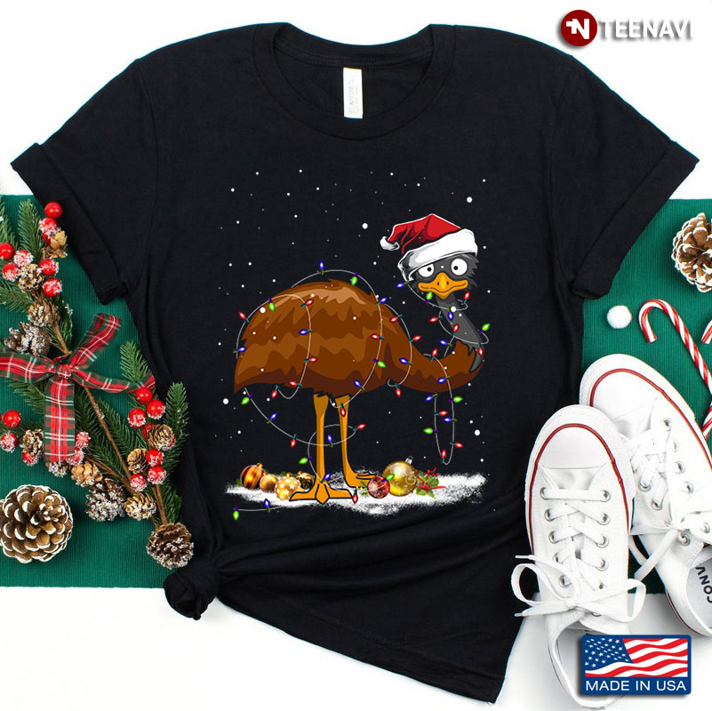 Funny Ostrich with Santa Hat Christmas Gift for Animal Lover