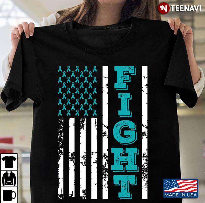 Ovarian Cancer Awareness Fight Patriotic American Flag