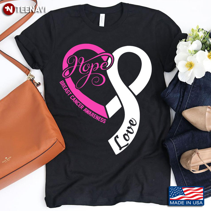 Hope Love Breast Cancer Awareness Ribbon Heart
