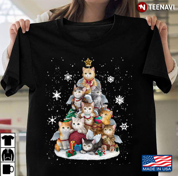 Lovely Kitten Christmas Tree and Snowflakes for Cat Lover