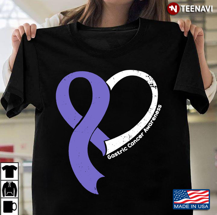Perwinkle Blue Ribbon Heart Gastric Cancer Awareness