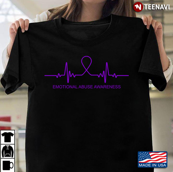 Emotional Abuse Awareness Purple Heartbeat